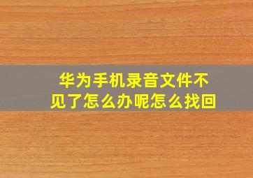 华为手机录音文件不见了怎么办呢怎么找回