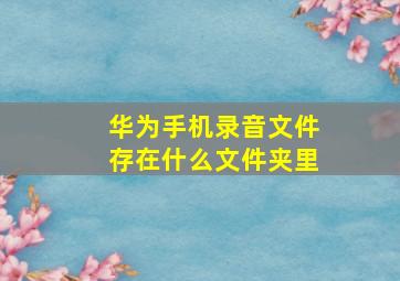 华为手机录音文件存在什么文件夹里