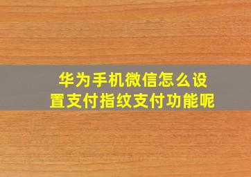 华为手机微信怎么设置支付指纹支付功能呢