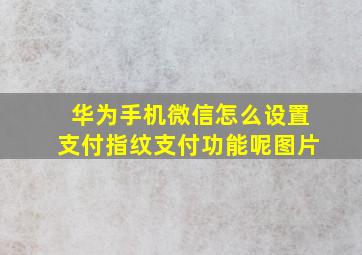 华为手机微信怎么设置支付指纹支付功能呢图片