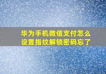 华为手机微信支付怎么设置指纹解锁密码忘了