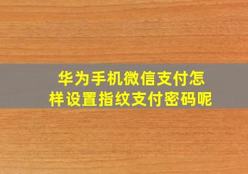 华为手机微信支付怎样设置指纹支付密码呢