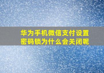 华为手机微信支付设置密码锁为什么会关闭呢