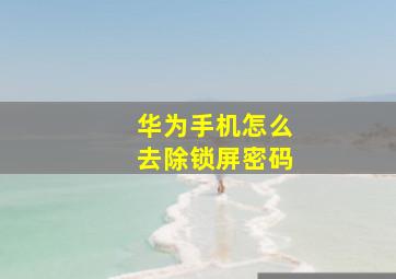 华为手机怎么去除锁屏密码