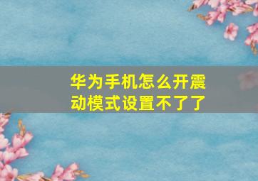 华为手机怎么开震动模式设置不了了