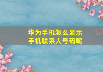 华为手机怎么显示手机联系人号码呢