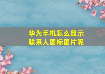 华为手机怎么显示联系人图标图片呢