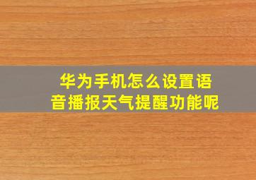 华为手机怎么设置语音播报天气提醒功能呢