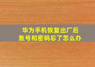 华为手机恢复出厂后账号和密码忘了怎么办