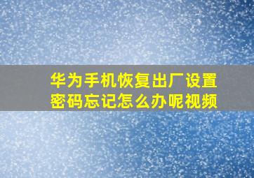 华为手机恢复出厂设置密码忘记怎么办呢视频