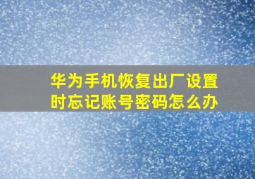 华为手机恢复出厂设置时忘记账号密码怎么办