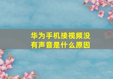 华为手机接视频没有声音是什么原因