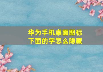 华为手机桌面图标下面的字怎么隐藏