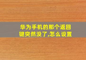 华为手机的那个返回键突然没了,怎么设置