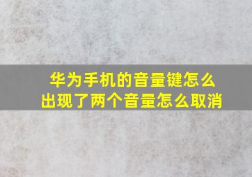 华为手机的音量键怎么出现了两个音量怎么取消