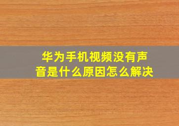 华为手机视频没有声音是什么原因怎么解决