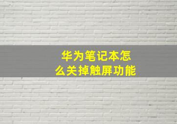 华为笔记本怎么关掉触屏功能