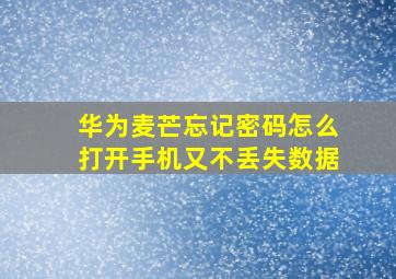 华为麦芒忘记密码怎么打开手机又不丢失数据