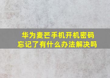 华为麦芒手机开机密码忘记了有什么办法解决吗