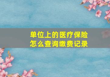 单位上的医疗保险怎么查询缴费记录