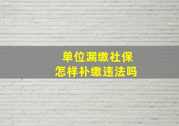 单位漏缴社保怎样补缴违法吗