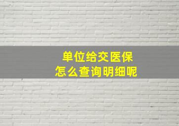 单位给交医保怎么查询明细呢