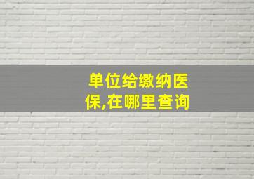 单位给缴纳医保,在哪里查询