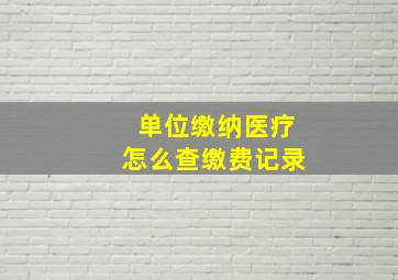 单位缴纳医疗怎么查缴费记录