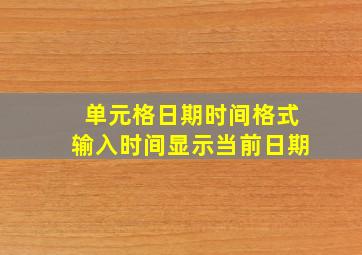 单元格日期时间格式输入时间显示当前日期