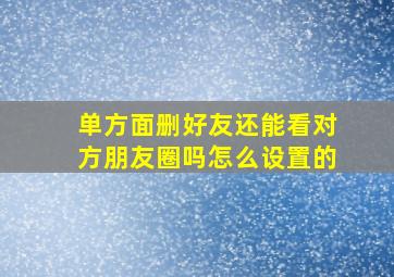 单方面删好友还能看对方朋友圈吗怎么设置的