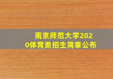 南京师范大学2020体育类招生简章公布