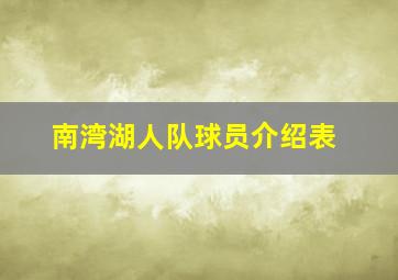 南湾湖人队球员介绍表