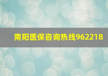 南阳医保咨询热线962218