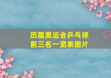 历届奥运会乒乓球前三名一览表图片