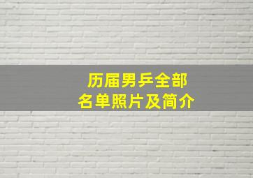 历届男乒全部名单照片及简介