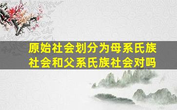 原始社会划分为母系氏族社会和父系氏族社会对吗