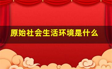 原始社会生活环境是什么