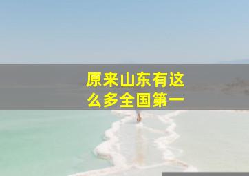 原来山东有这么多全国第一