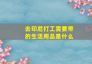 去印尼打工需要带的生活用品是什么