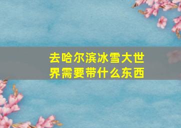 去哈尔滨冰雪大世界需要带什么东西