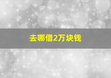 去哪借2万块钱