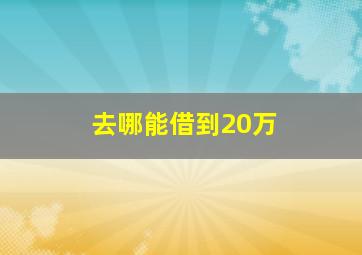 去哪能借到20万