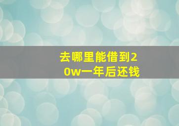 去哪里能借到20w一年后还钱