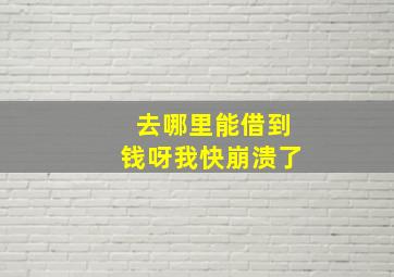 去哪里能借到钱呀我快崩溃了