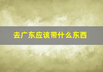 去广东应该带什么东西