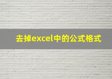 去掉excel中的公式格式