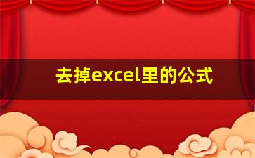 去掉excel里的公式