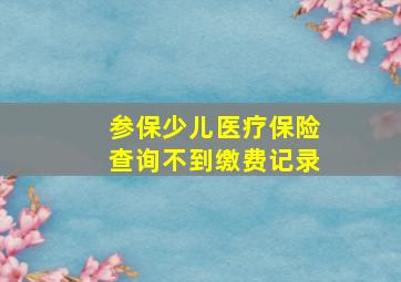 参保少儿医疗保险查询不到缴费记录