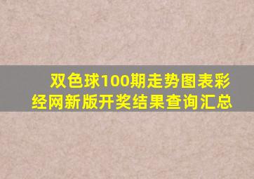 双色球100期走势图表彩经网新版开奖结果查询汇总