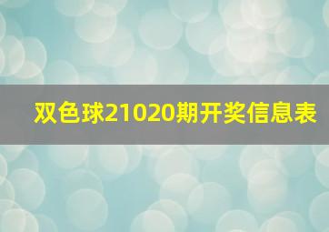 双色球21020期开奖信息表